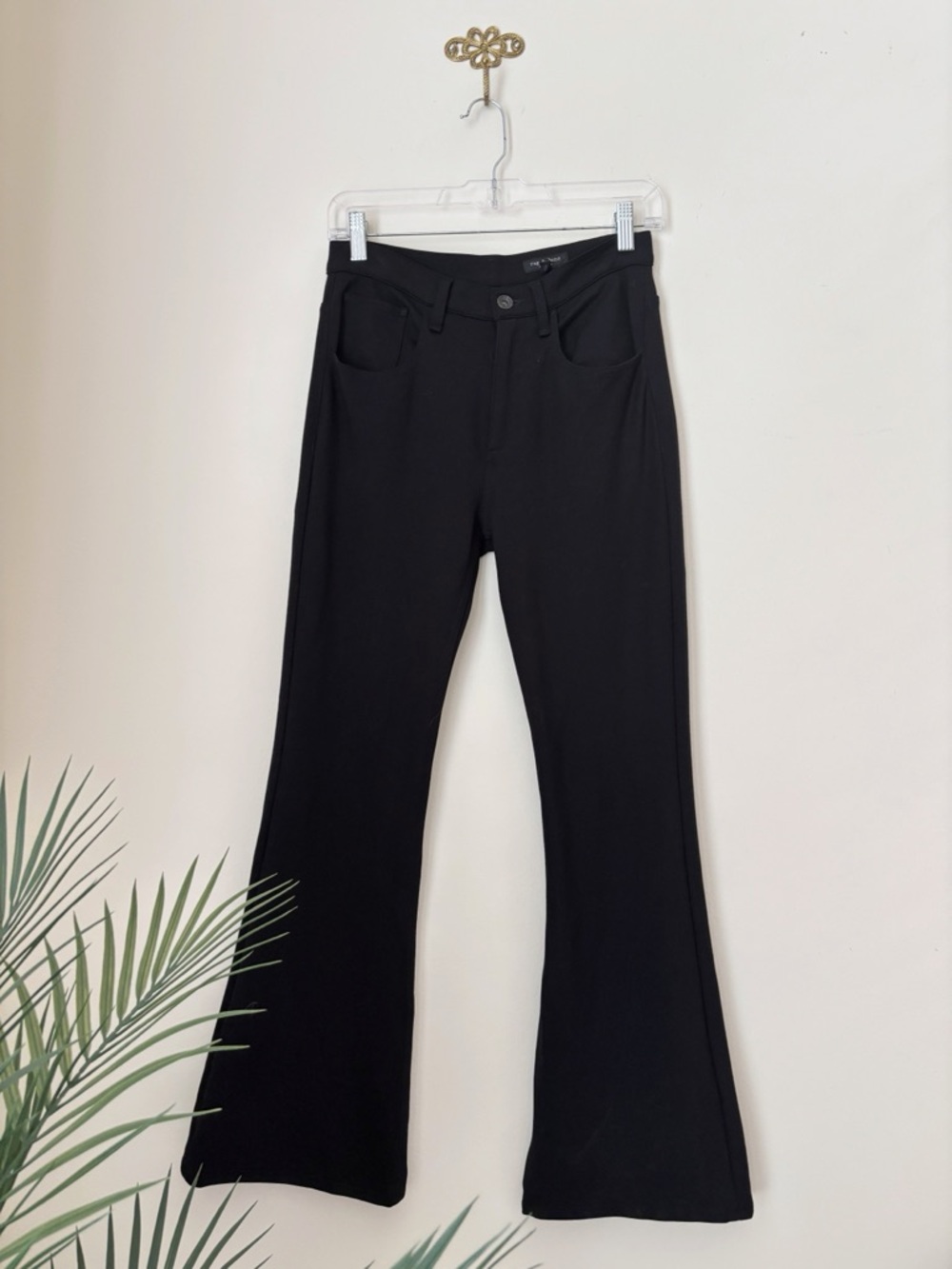 Rag & Bone Black Ponte Knit Flare Pants Sz 0